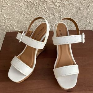 Madden Girl White Sandals Cork Wedge Heel Size 10